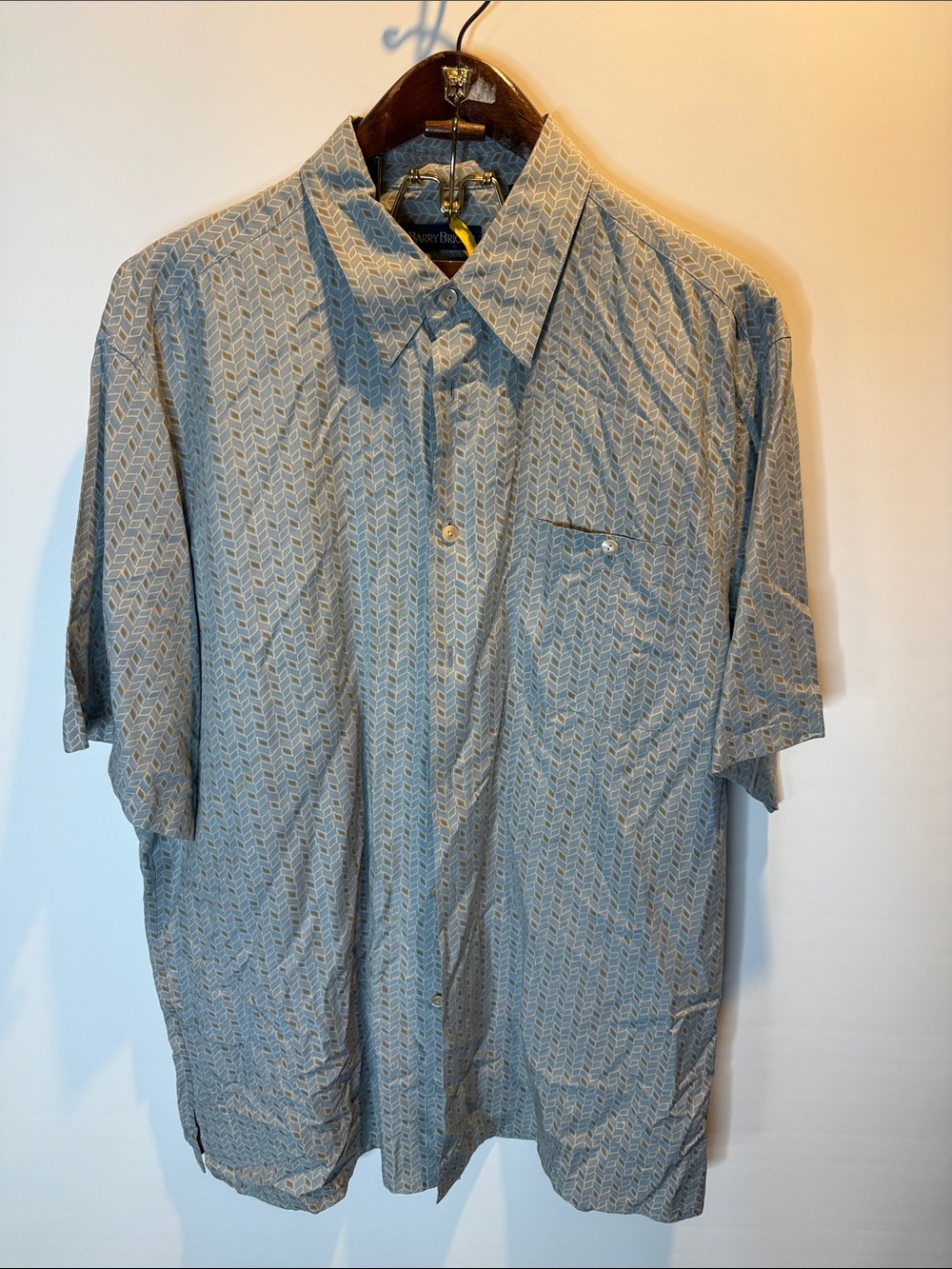 Barry Bricken Men's Short-Sleeve Button-Up Shirt - Light Blue Pattern Size :XL